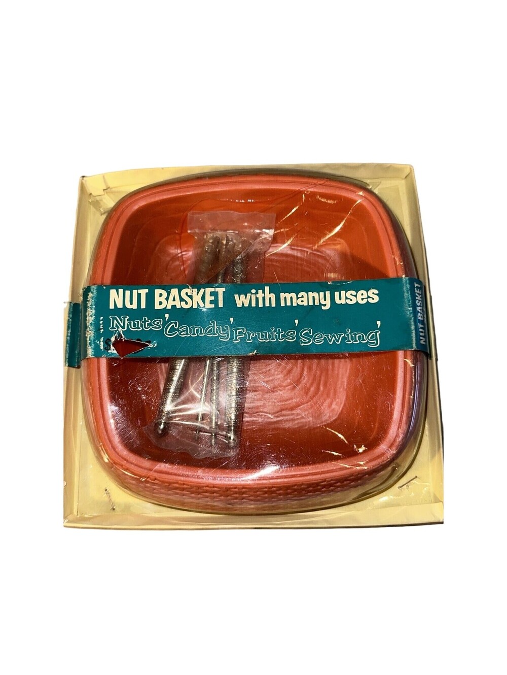 NEW VINTAGE Plastic Blow Mold Nuts Basket Candy Dish Fruit Bowl MOD Christmas